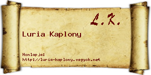 Luria Kaplony névjegykártya