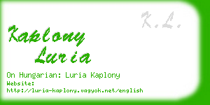 kaplony luria business card
